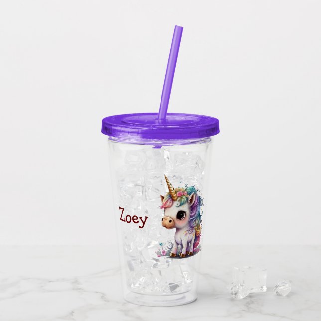 Vaso Acrílico Unicornio Personalizado  (Reverso (hielo))
