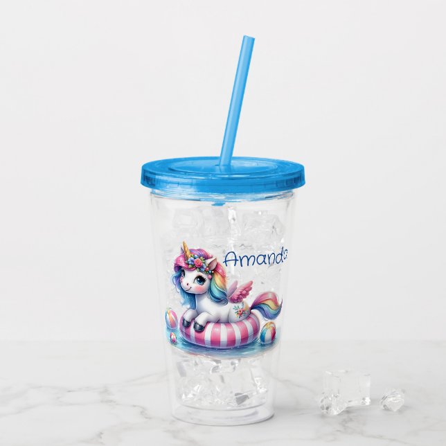 Vaso Acrílico Unicornio Personalizado  (Reverso (hielo))