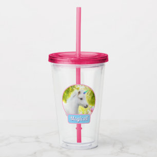 Vaso Acrílico Unicornio Poni Blanco