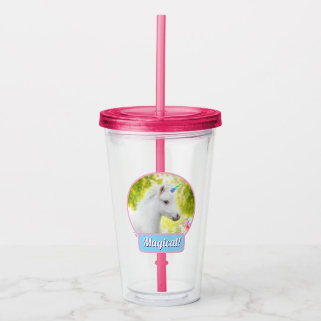 Vaso Acrílico Unicornio Poni Blanco (Anverso)