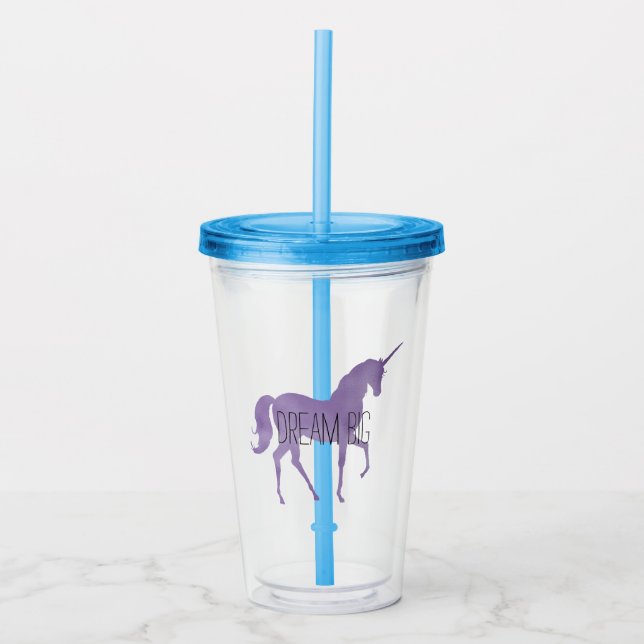 Vaso Acrílico Unicornio púrpura (Anverso)