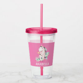 Vaso Acrílico Unicornio rosa mágico
