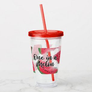 Vaso Acrílico Uno en Melon Cita Patrón de acuarela de sandía