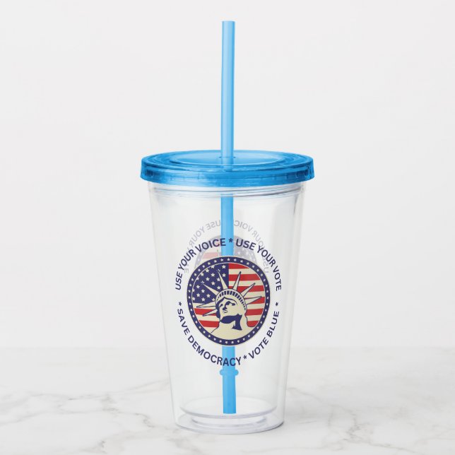 Vaso Acrílico Usa tu distintivo de libertad patriótica (Anverso)