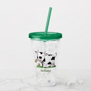 Vaso Acrílico Vaca corta en ilustracion personalizado de campo v