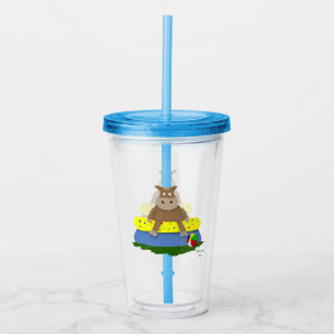 Vaso Acrílico Vaca En La Piscina