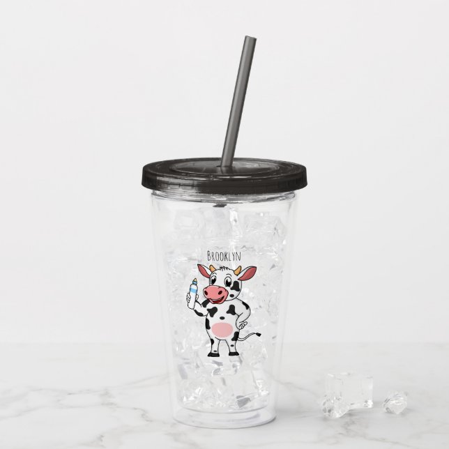Vaso Acrílico Vaca feliz con personalizado de biberón (Reverso (hielo))