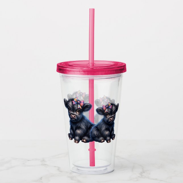 Vaso Acrílico Vaca Highland Adorable (Anverso)
