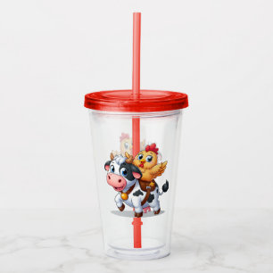 Vaso Acrílico vaca/pollo personalizado lindo