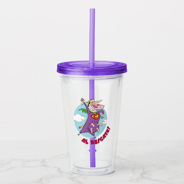 Vaso Acrílico ¡Vaca y pollo Super Vaca Al Rescate! (Anverso)