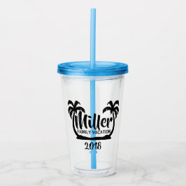 Vaso Acrílico Vacaciones de familia de las palmeras