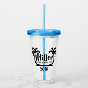 Vaso Acrílico Vacaciones de familia de las palmeras