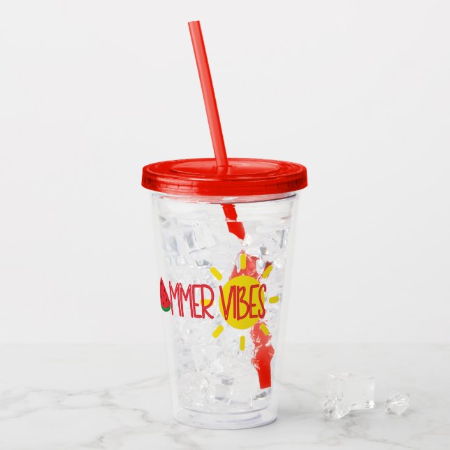 Vaso Acrílico Vacaciones de moda de verano en vibraciones modern (Anverso (hielo))