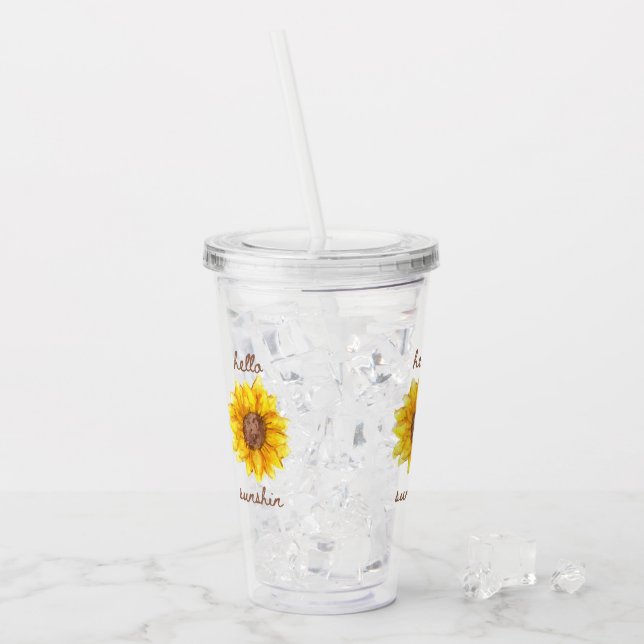 Vaso Acrílico Vacaciones de verano de girasoles modernos (Anverso (hielo))