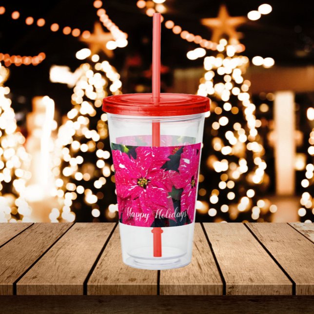 Vaso Acrílico Vacaciones florales de Poinsettias Variadas Rojas (In Situ Holidays)