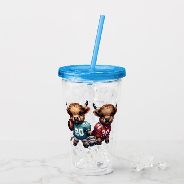 Vaso Acrílico Vacas de la región montañosa y fútbol (Reverso (hielo))