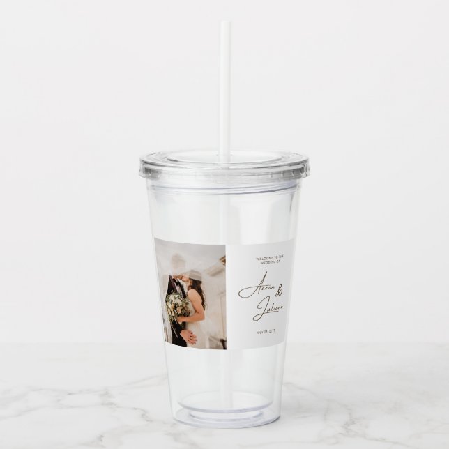 Vaso Acrílico Vajilla de bebida grabada para boda (Anverso)