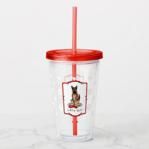 Vaso Acrílico ¡Vamos! Perro pastor alemán (negro y fuego)