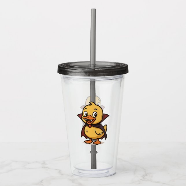 Vaso Acrílico Vampión de pato de Halloween personalizado (Anverso)