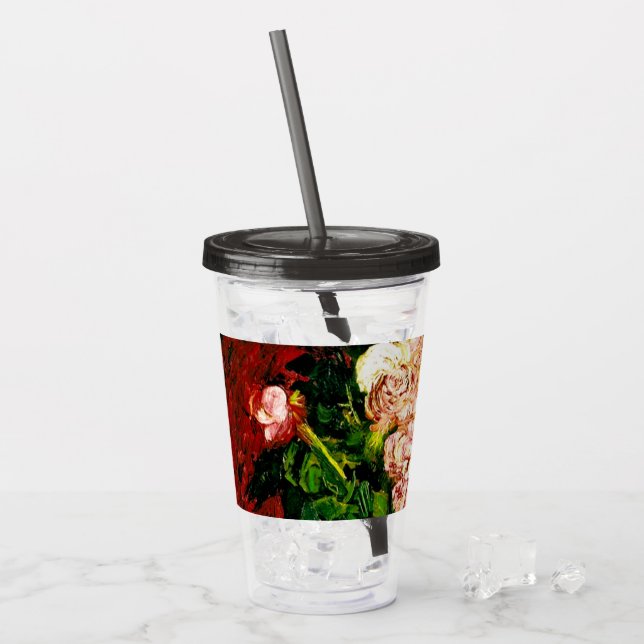 Vaso Acrílico Van Gogh Peonies y Rosas (Anverso (hielo))