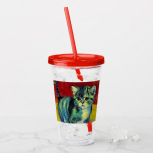 Vaso Acrílico Van Gogh Tabby Cat