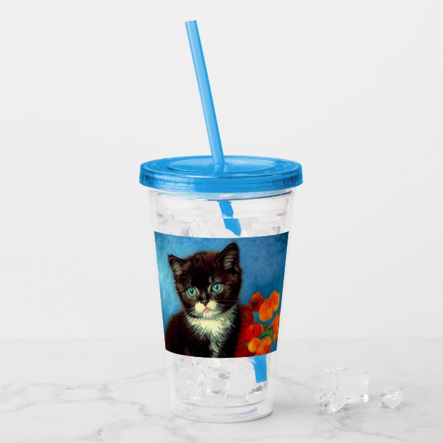 Vaso Acrílico Van Gogh Tuxedo Cat (Anverso (hielo))