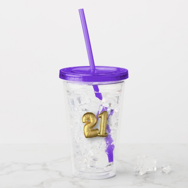 Vaso Acrílico Veintiún Globo de Oro (Anverso (hielo))