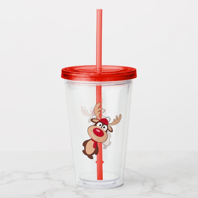Vaso Acrílico Venado con bufanda. (Anverso)