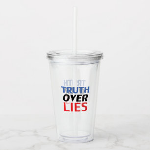 Vaso Acrílico "Verdad sobre mentiras" azul rojo blanco -