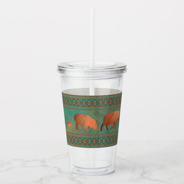 Vaso Acrílico Verde azulado de cobre familiar Javelina (Anverso)