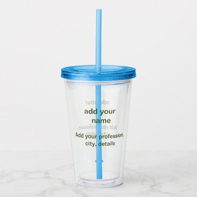 Vaso Acrílico Verde mínimo simple añadir el nombre de texto reco (Anverso)