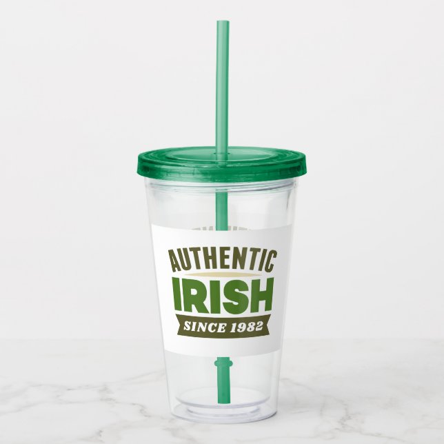 Vaso Acrílico Verdes, auténticos irlandeses y tu año de nacimien (Anverso)