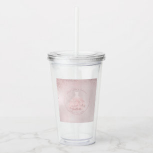 Vaso Acrílico Vestido Rosa Rosado Brillo Quinceañera PixDezines