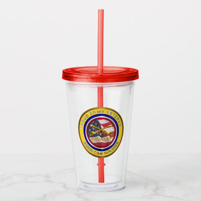 Vaso Acrílico Veterano del Ejército Orgulloso Caballero Soldado (Anverso)