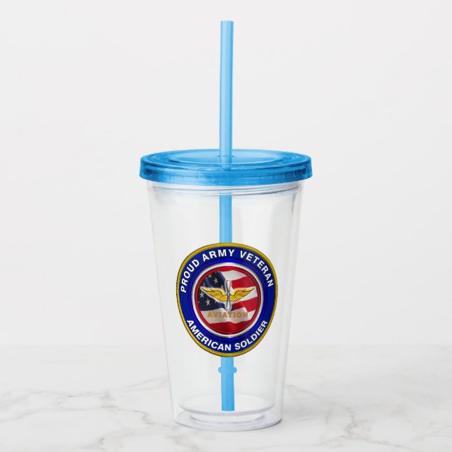 Vaso Acrílico Veterano soldado de aviación del ejército orgullos (Anverso)