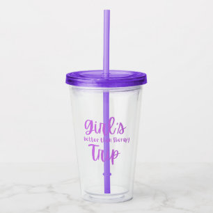 Vaso Acrílico Viaje de chicas, mejor que terapia en morado