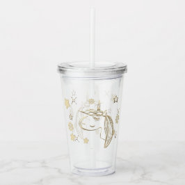 Vaso Acrílico Vibe de temporada de vacaciones de oro