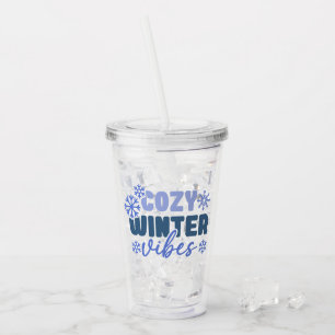 Vaso Acrílico Vibes de invierno acogedoras - Tipografía de copo 