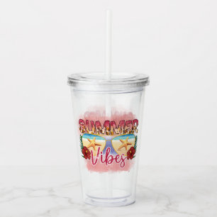 Vaso Acrílico Vibes de verano   Diseño de gafas de sol en la pla