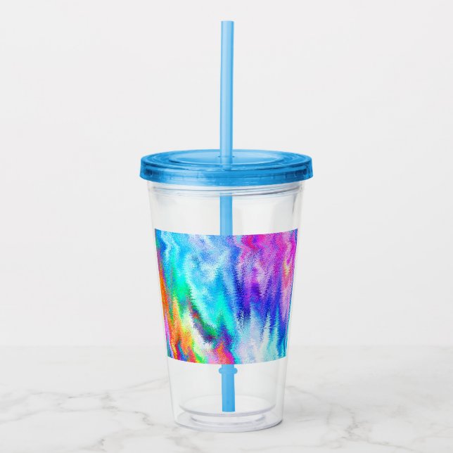 Vaso Acrílico Vibrante Glitch Rainbow (Anverso)