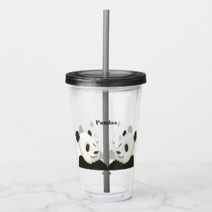 Vaso Acrílico Vidrio acrílico con pandas