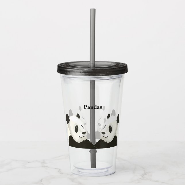Vaso Acrílico Vidrio acrílico con pandas (Anverso)