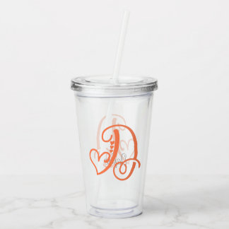 Vaso Acrílico ¡Vidrio con Inicial y Nombre personalizable! - D