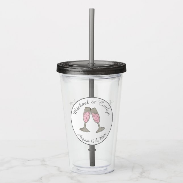 Vaso Acrílico Vidrio rosa burbujeante Vidrio de Champagne Favor  (Anverso)