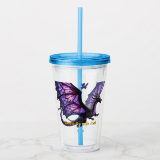 Vaso Acrílico Vidrio seco con tapa y paja