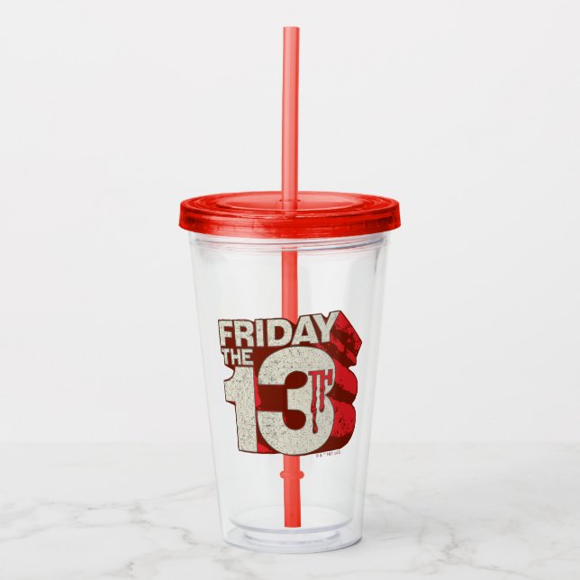Vaso Acrílico Viernes 13 | Logotipo 3D apilado de sangrado (Anverso)
