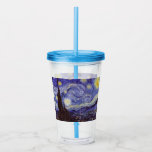 Vaso Acrílico Vincent Van Gogh Starry Night Vintage Bella Artes<br><div class="desc">Vincent van Gogh Starry Night Bella Artes Painting Starry Night es un cuadro del artista holandés post-impresionista Vincent van Gogh. El cielo azul nocturno está lleno de nubes, estrellas y una luna creciente brillante. La noche estrellada es la única noche de la serie de vistas desde la ventana de su...</div>