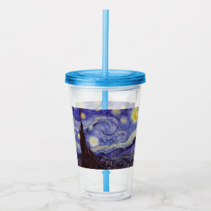 Vaso Acrílico Vincent Van Gogh Starry Night Vintage Bella Artes