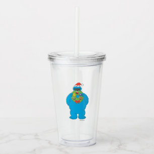 Vaso Acrílico Vintage Cookie Monster Navidades Wreath