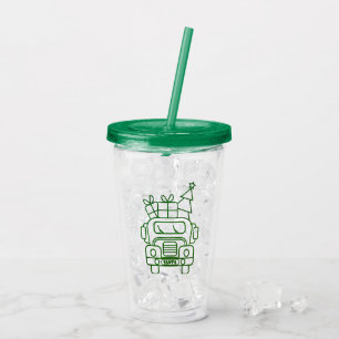 Vaso Acrílico Vista frontal del camión de Navidades de esquema